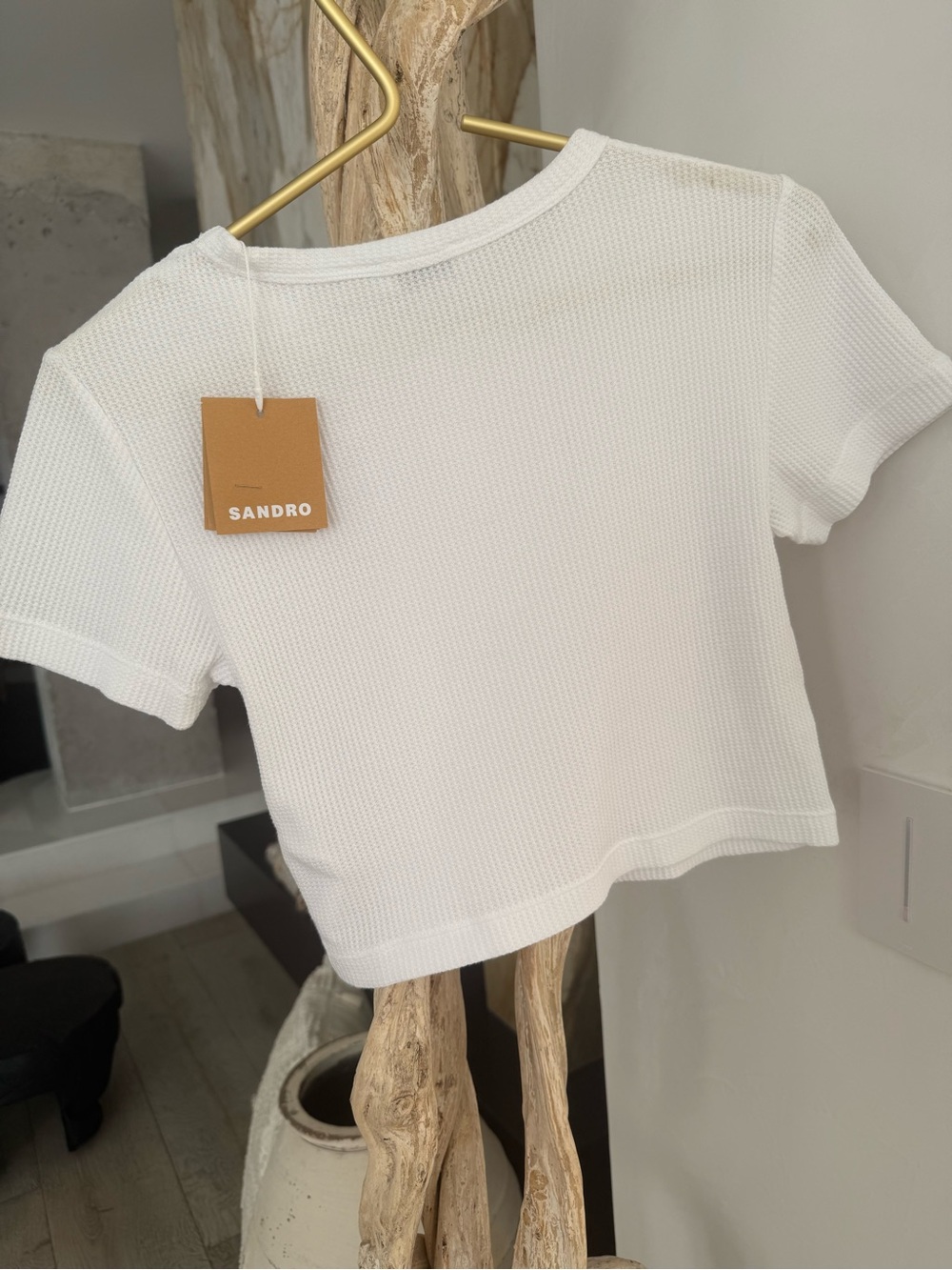 SANDRO White Ribbed Crop Top - Picture 5 of 11